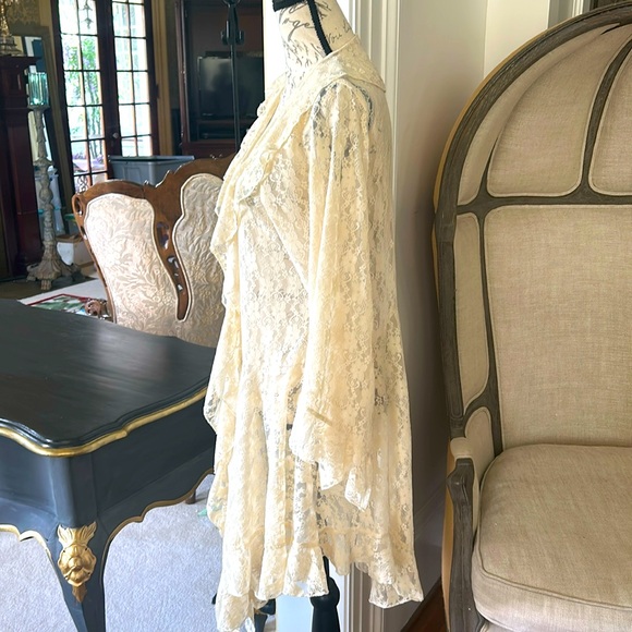 NWT Origami Cream Open Drape Lace Cardigan - Picture 3 of 4